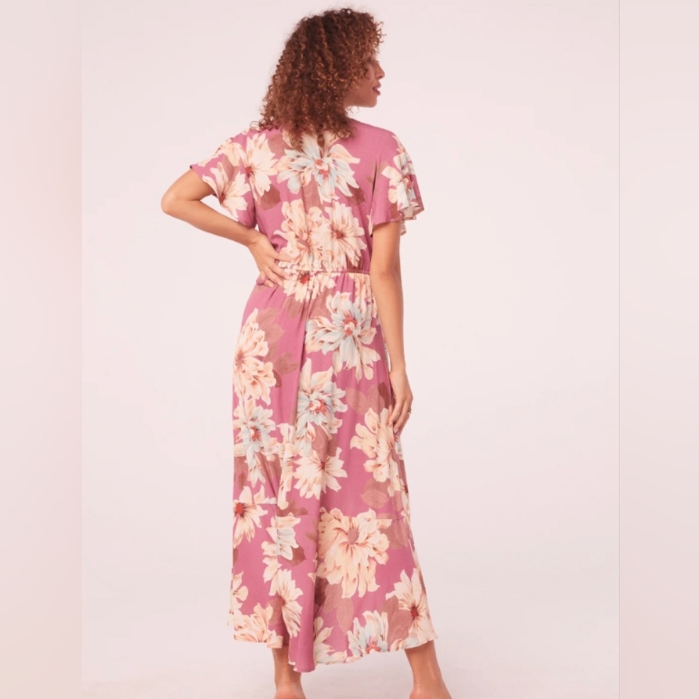Band of the Free Liza Mauve Floral Wrap Maxi Dress NWT - Picture 6 of 11